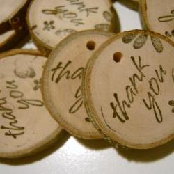 100 Wooden Tree Branch Charms Thank You
